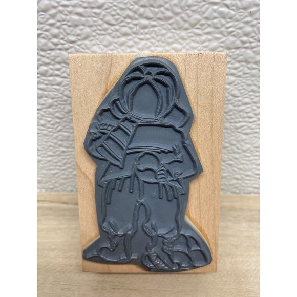 Art Impressions Snowball Fight Boy Back Wood Mounted Rubber Stamp - Picture 2 of 4